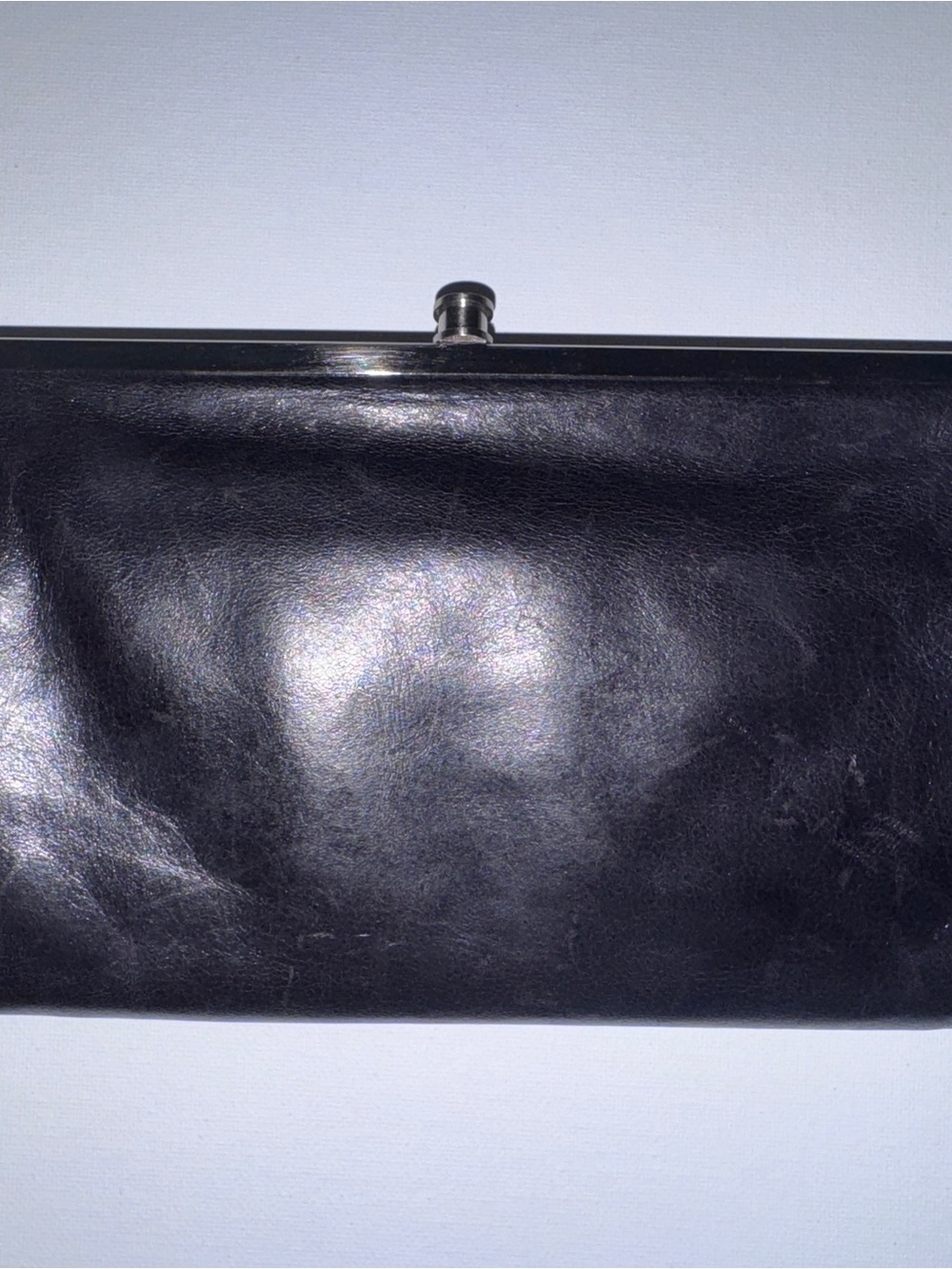 Vtg Hobo The Original Leather Lauren Double Frame Clutch Wallet Kiss Lock.